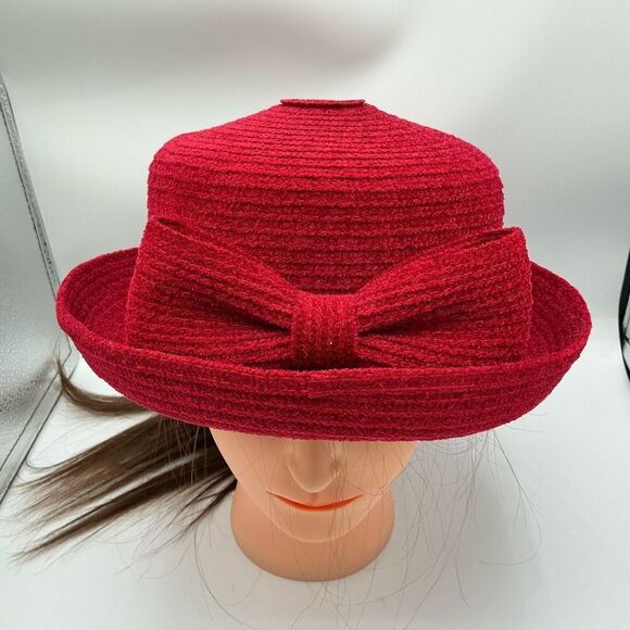 Preston & York red Elegant Hat with a bow - Picture 2 of 7
